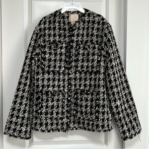 H&M Black and White Houndstooth Blazer